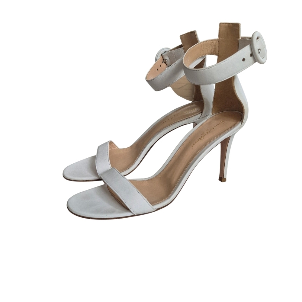 Gianvito Rossi Portofino White Leather Heeled Sandals - Picture 2 of 13